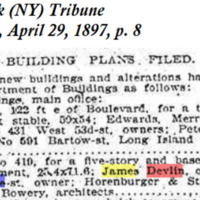 James Devlin Files Plans to Build a Tenement on a Lot He Owns on Cherry Street