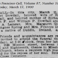 Bridget Dowdall's Death Notice