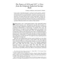 “The Panics of 1854 and 1857: A View from the Emigrant Industrial Savings Bank”